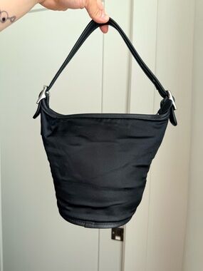 Coach Maggie 8100 Black Velvet Mini Bucket Bag with Top Handle